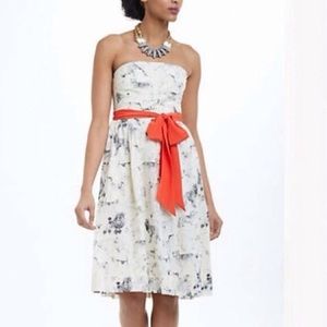 Anthropologie Maeve Dog Print Strapless Dress